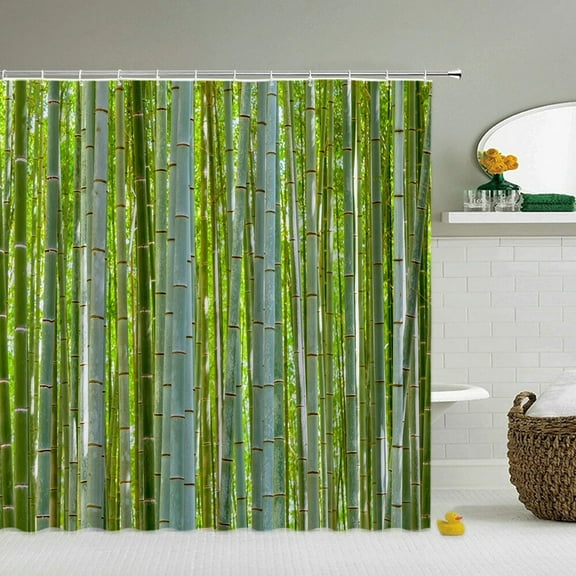 3d Waterproof Shower Curtains Green Plant Bamboo Bathroom Curtains Printing Polyester Fabric Washable Decor Bath Curtains