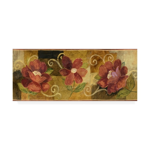 Trademark Fine Art 'Pink Flowers On Brown' Canvas Art by Pablo Esteban