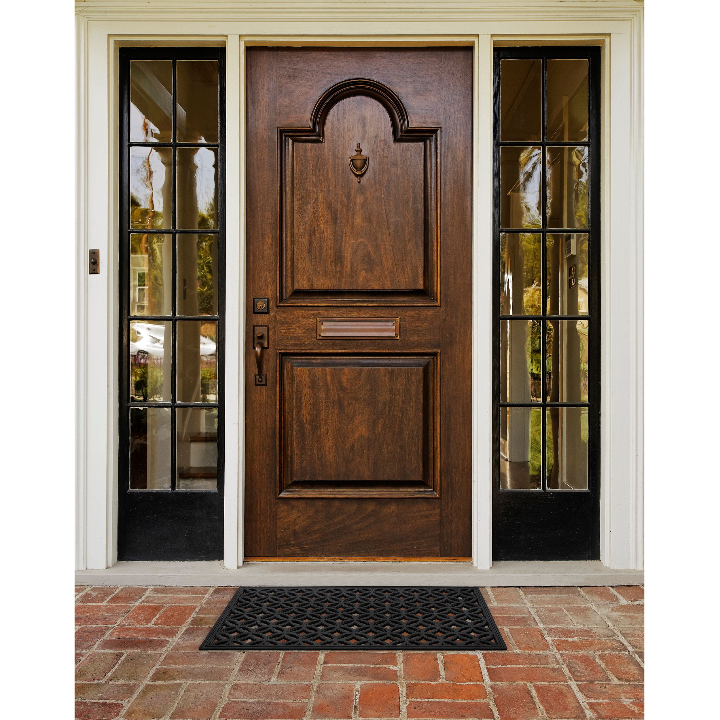 Achim Wrought Iron Rubber Diamond Door Mat,18" x 30", Black