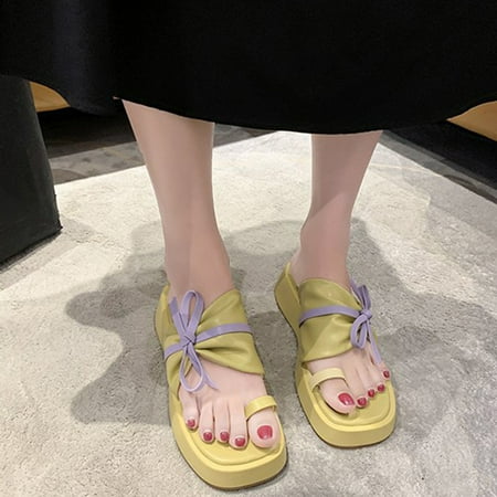 

Fanxing Fashion Deals Under 15 Women Sandals Rhinestone Orthopedic Sandals Dressy 2023 Casual Summer Glitter Platform Sandal Shoes Yellow 6.5