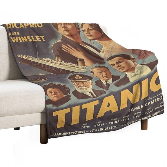 Vintage Movie Poster Titanic Luxury Flannel Blanket - Super Soft Anti-Static Plush Warm Blanket for Sofa Bed - Extra Large Cozy Blanket for Men and Women, Home Decor Gift.