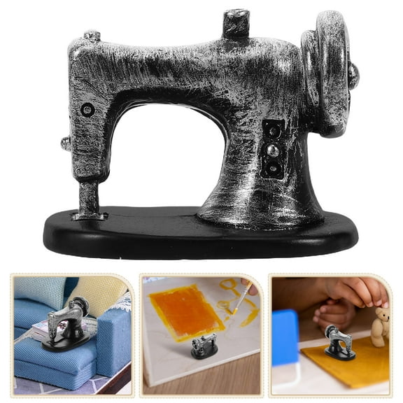 Worgeous Vintage Black Resin Sewing Machine Ornament for Home Decor and Dollhouse Furniture Collectible