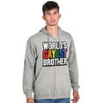 thumbnail image 4 of Worlds Gayest Brother Sibling Pride Zip Hoodie Sweatshirt Men Brisco Brands S, 4 of 6