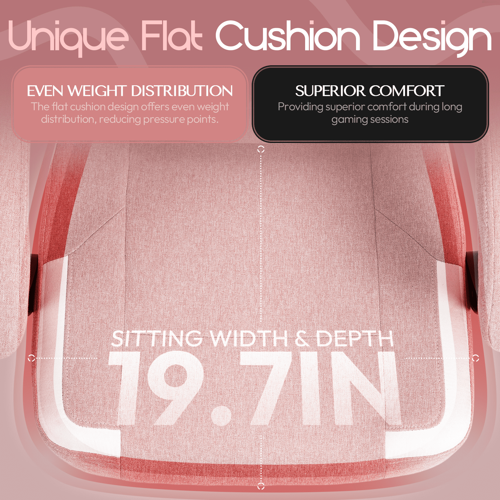GOOSEA Fabric Gaming Chair with Pocket Spring Cushion, Breathable Computer Chair with Massage Lumbar Support and Footrest, High Back Office Chair for Adults,300lbs, Pink