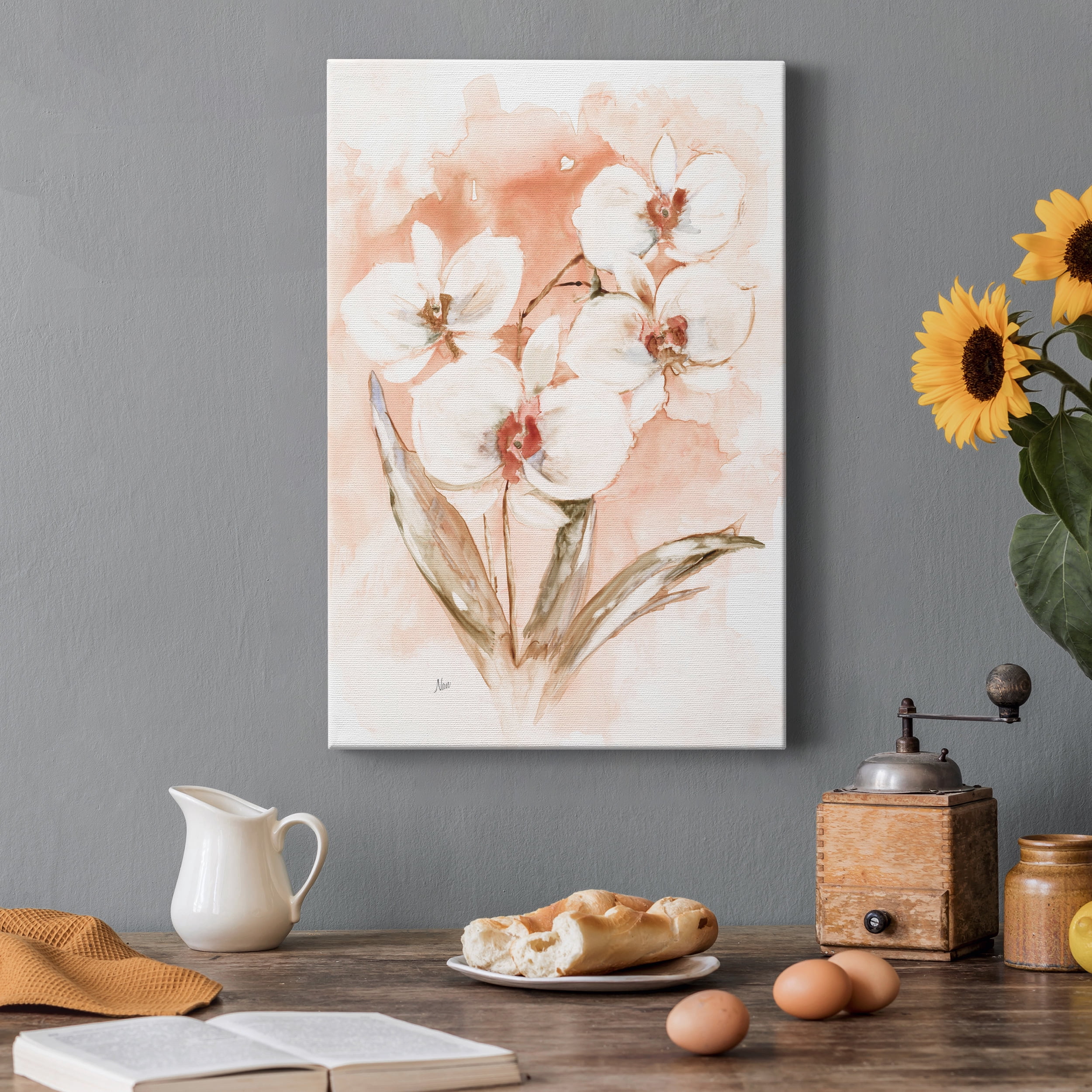 White and Coral Orchid I Premium Gallery Wrapped Canvas - Ready to Hang - 24 x 36
