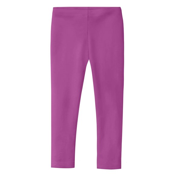 Made in USA Girls Cotton Solid Colored Baby Rib Leggings | Plum