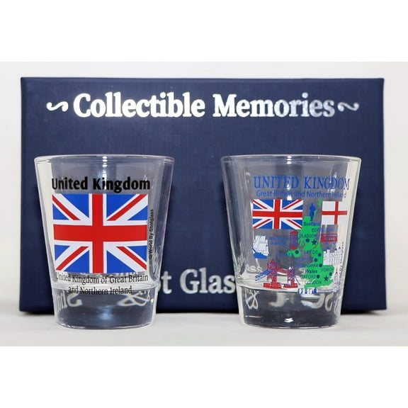 United Kingdom (England) Souvenir Boxed Shot Glass Set (Set of 2)