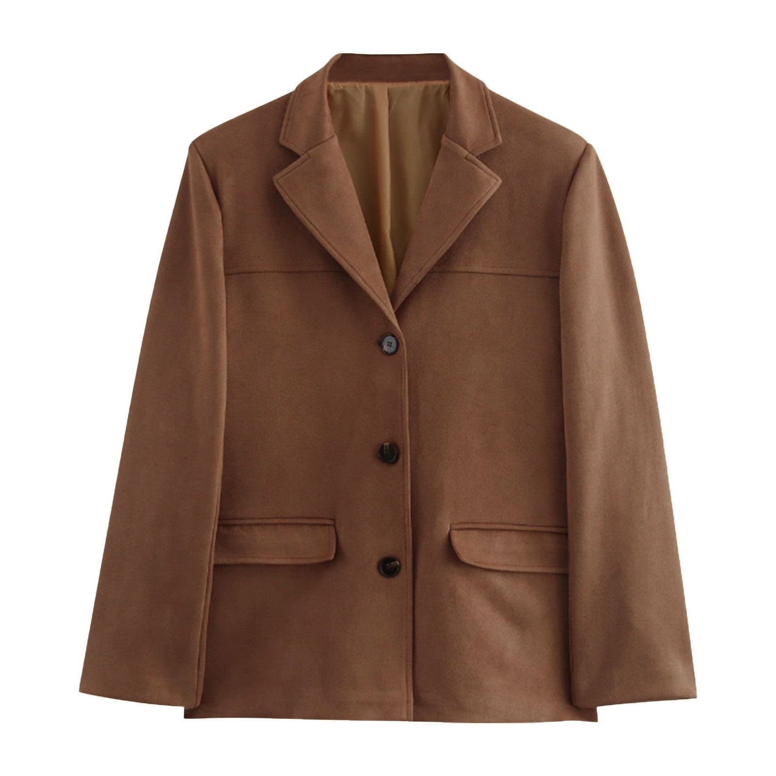 XFLWAM Suede Jackets for Women Y2k Outerwear Faux Leather Jacket Suede Blazers Oversized Fall Winter Coat Brown 3XL