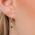 thumbnail image 3 of Gem Stone King 14K Yellow Gold Green Nano Emerald Earrings for Women | 0.60 Cttw | Gemstone May Birthstone | Round 4MM, 3 of 6