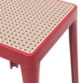 thumbnail image 5 of LeisureMod Tresse Stackable Square Plastic Dining Stool, Mid-Century Modern Backless Accent Stool with Wicker Top for Kitchen and Dining Room (Red), 5 of 6