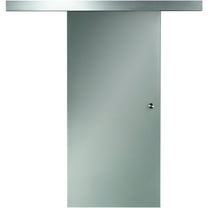 AWC Opaque Glass Barn Door Covers Opening Size 36"wide x 96"high Opaque Frosted Glass with Silver Aluminum Track