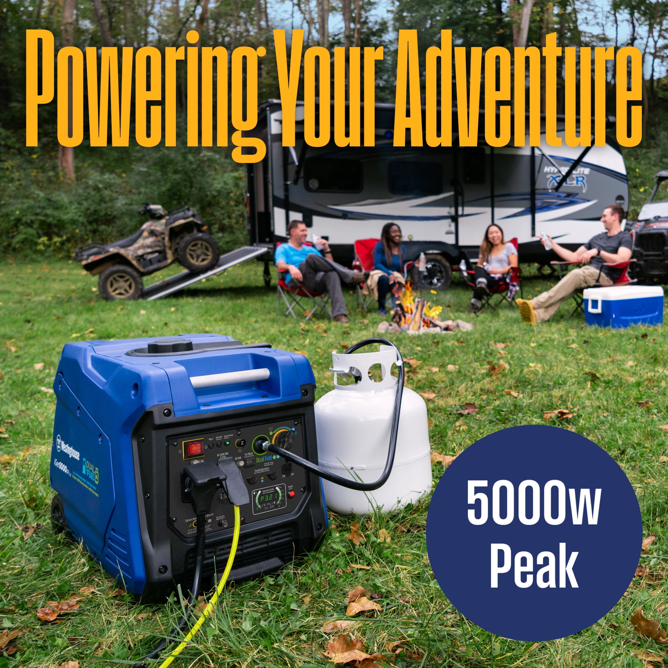 Westinghouse 5000 Peak Watt Portable Dual Fuel Inverter Generator, Recoil Start, Gas/Propane