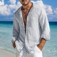 thumbnail image 2 of JAJAHO Mens Button Up Dress Shirts Striped Casual Beach Shirt Long Sleeve Lightweight Collared Summer Spring Formal Business Wear Stylish Tops, 2 of 4