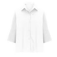 thumbnail image 6 of aidice Tops for Women Casual Lapel Neck 3/4 Length Sleeve Button up Shirts Loose Solid Color Blouses, 6 of 7