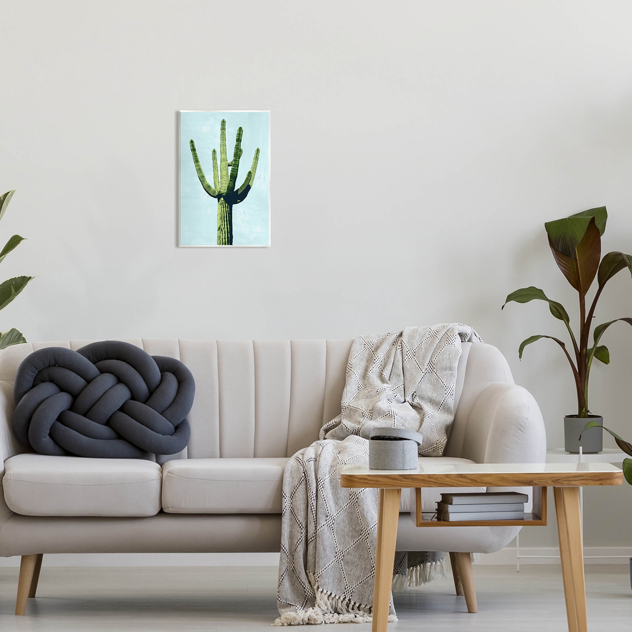 Looming Cactus Turquoise Sky Botanical & Floral Graphic Art Unframed Art Print Wall Art