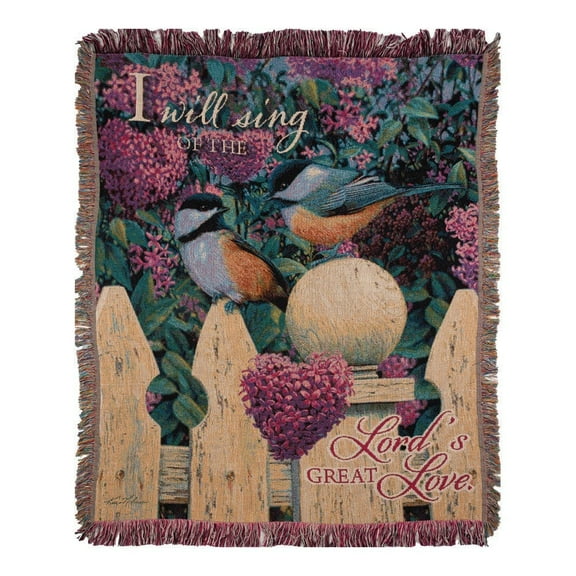Manual Woodworkers & Weavers 375159 Throw - I Will Sing of Lords Great Love Tapestry - 50 x 60 in.