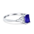 thumbnail image 2 of Emerald Cut Engagement Ring Blue Sapphire CZ Solid 925 Sterling Silver Size 9, 2 of 6