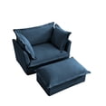 thumbnail image 4 of 49"W Oversized Upholstered Chenille Accent Chair with Ottoman, 37" Wide Deep Seat Armchair with Removable Washable Covers for Living Room or Bedroom,Blue, 4 of 12