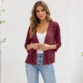 thumbnail image 4 of Lace Cardigan for Women 3/4 Sleeve Open Front Lightweight Crochet Shrug Bolero Open Dressy Casual Summer Cover Up Sweater Wine M, 4 of 5