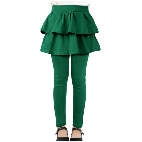 Mgmyaa Girls' Layered Skorts for Spring Fall, Skort Pants with Elastic Waist, Kids Skirt Pants for Girls, Versatile Uniform Style Clothing (3-14 Years)