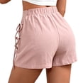 thumbnail image 5 of Cagogo Women Plus Size High Waisted Tie Dye Mini Skirt Shorts Casual Solid Basic Party Vacation Beach Shorts, Pink M, 5 of 6