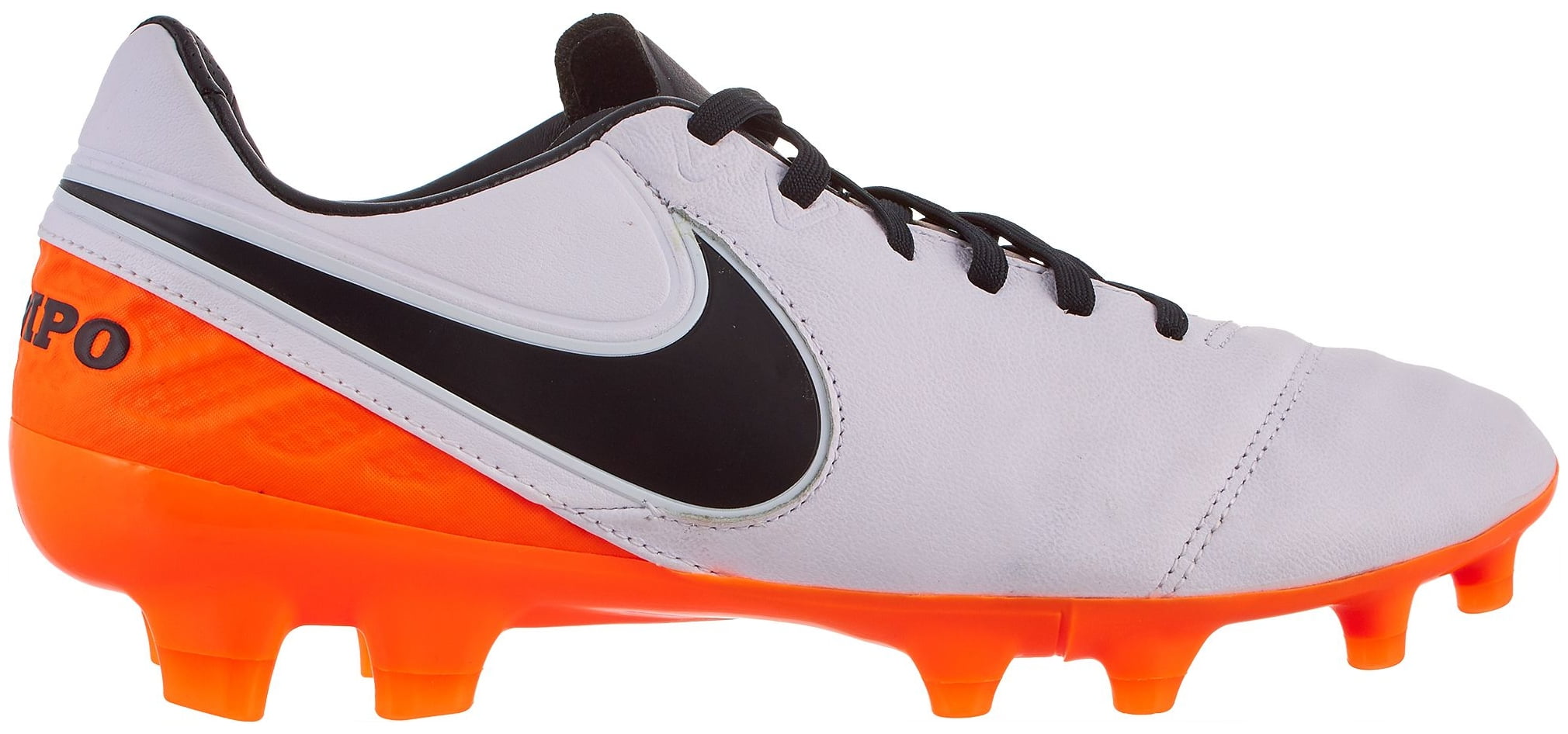 orange and white soccer cleats