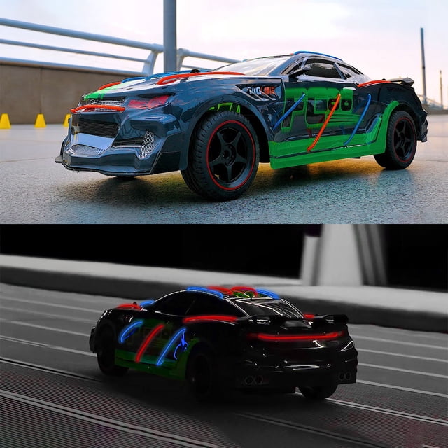 Carro a control remoto Enyz con luces de neon RC Racing car escala 1:12 15 km/h batería recargable