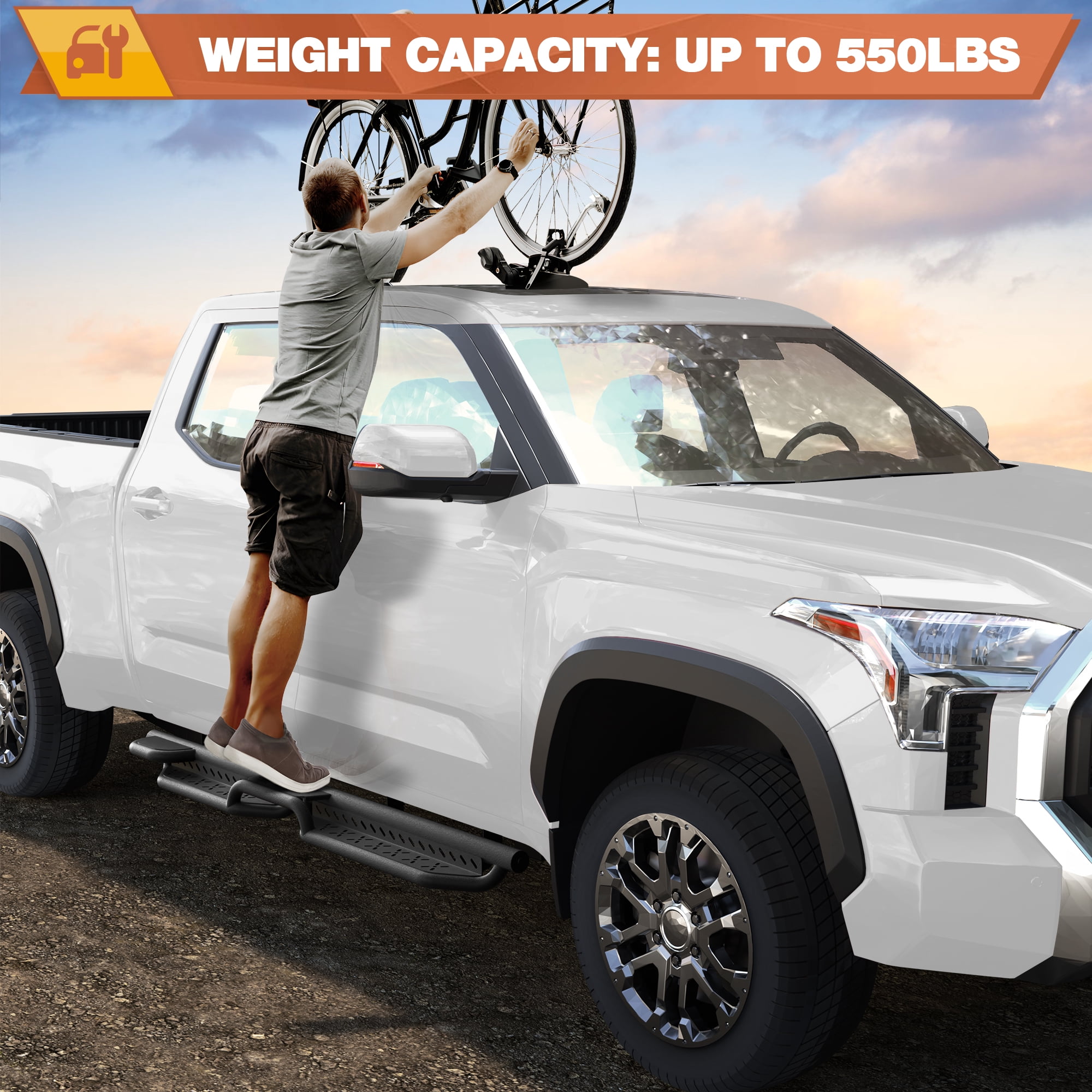POFENZE Running Boards for 2022 2023 2024 2025 Toyota Tundra Heavy-Duty Side Steps for Tundra Crew Max with 4 Full-Size Doors