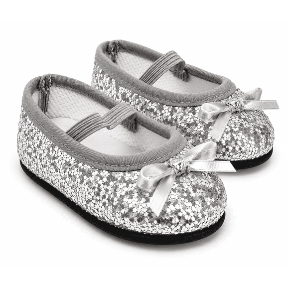 MBD® 18 Inch Doll Shoes- Silver Sparkle Flats Fits 18 Inch Kennedy and Friends and Other 18 Inch Dolls