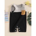 thumbnail image 6 of Aojekbee Baby Boy Tank Top Romper Casual Contrast Color Round Neck Sleeveless Jumpsuit Infant Toddler Overalls, 6 of 10