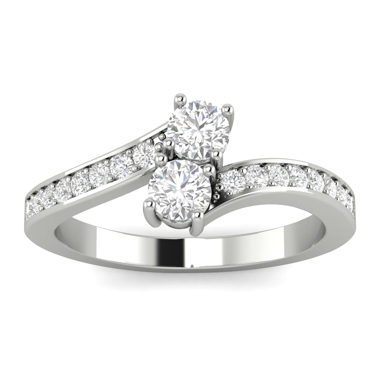 1/4ctw Diamond Two Stone Ring in 10k White Gold (G-H, I2-I3, 1/4ctw)