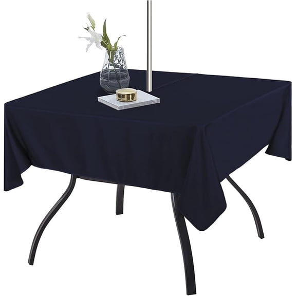 Fitable Table Cover Outdoor and Indoor Tablecloth - Washable Waterproof Wrinkle Free Table Cloth with Zipper and Umbrella Hole for Spring/Summer/Party/Picnic/BBQS/Patio White 60R