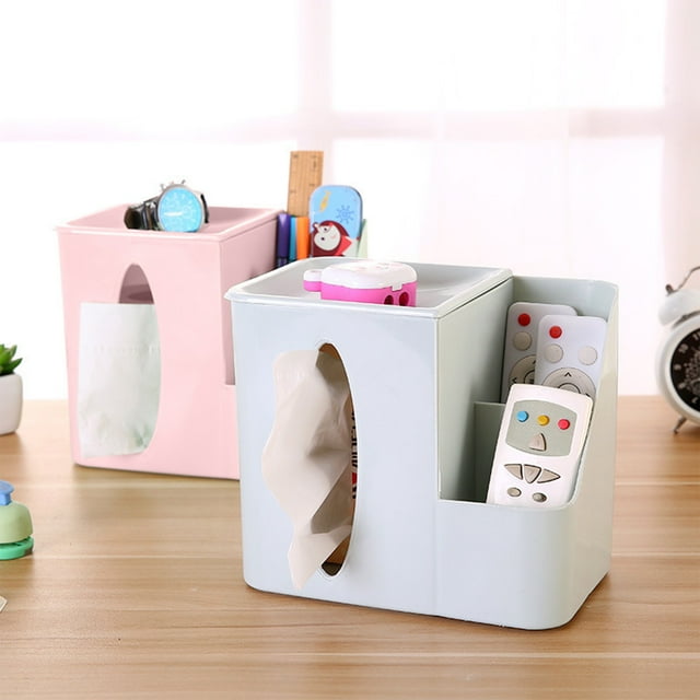 Sentmoon Closet Storage Bins Plastic Storage Bins Desktop Tissue Box with Multiple Colors To Choose From Multi-functional Living Room Office Storage Small Items Simples Plastic Tissue Box