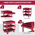 thumbnail image 3 of Tool Cart With 3 Tray 1 Drawer Storage Chest Garage Utility Red, 3 of 6