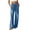 #Blue 1, variant on Women Wide Leg Pants Solid Ribbed Texture Drawstring Elastic Waist Pockets Casual Loose Trousers