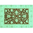 thumbnail image 1 of Ahgly Company Machine Washable Indoor Rectangle Oriental Turquoise Blue Traditional Area Rugs, 2' x 4', 1 of 4