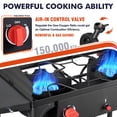 thumbnail image 4 of Frizi 2 Burner Gas Stove, Propane Outdoor Stove with Side Shelves, Auto Ignition Button, Removable Legs&Regulator, 150,000 BTU, 4 of 7