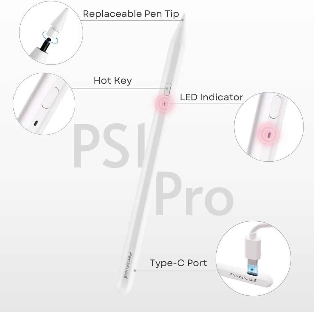 Touch pen suitable for Apple iPad (2018 - 2025 model) | Faster charging | Customizable functions | Quick switching