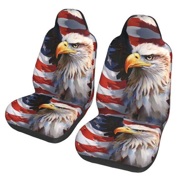 KAKALAD Usa Patriotic American Flag Eagle 07 Car Accessories Seat Covers Set Vehicle Seat Covers Universal Front Seats Protector 2 Pcs