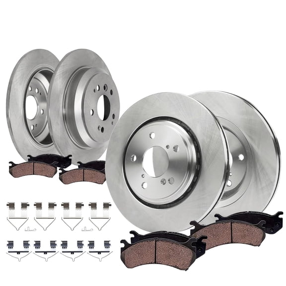 Detroit Axle - 8pc Brake Kit for 2016-2022 Honda Pilot 2017-2025 Ridgeline, 12.60" Front and 12.95" Rear Disc Brake Rotors Ceramic Brake Pads 2018 2019 2020 2021