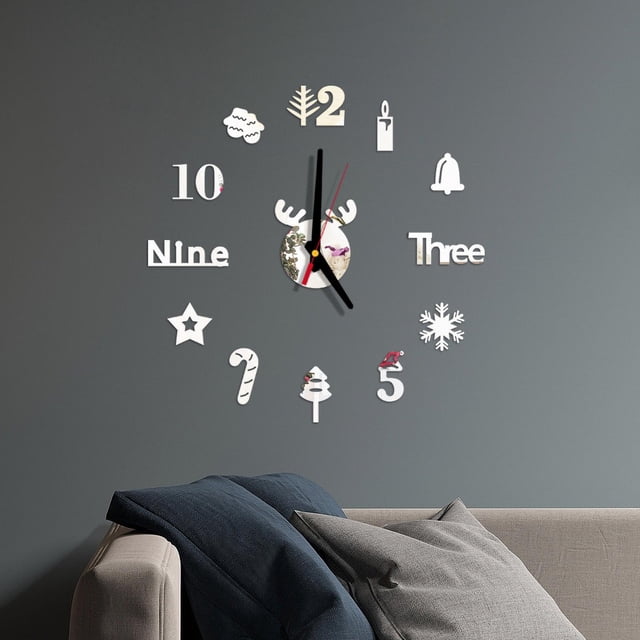 Reloj de Pared DIY con Espejo 3D Fiudx Decoraciones Navideñas para Interiores