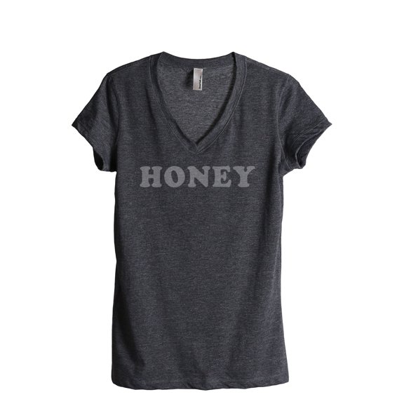 Thread Tank Honey Women's Fashion Relaxed V-Neck T-Shirt Tee Charcoal Small