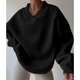 thumbnail image 4 of Women'S V Neck Oversized Sweatshirts Casual Drop Shoulder Long Sleeve Pullover Tops Black XL, 4 of 9