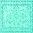 thumbnail image 1 of Ahgly Company Machine Washable Indoor Square Persian Turquoise Blue Traditional Area Rugs, 3' Square, 1 of 4