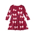 thumbnail image 4 of Abcomgle Long Sleeve Dress Girls 10-12 Bownot Valentines Dress Clothes for Girls Cute A-Line Long Sleeve Midi Dress for Girls Holiday Crewneck Twirly Dress Outfits,, 4 of 4