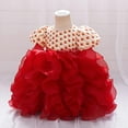 thumbnail image 4 of TEAJOPSUU 6M-3Y Girls Tutu Skirt Puff Short Sleeved Tulle Dress Fluffy Dance Dress Printed Princess Dress for Kids B-Red, 4 of 9