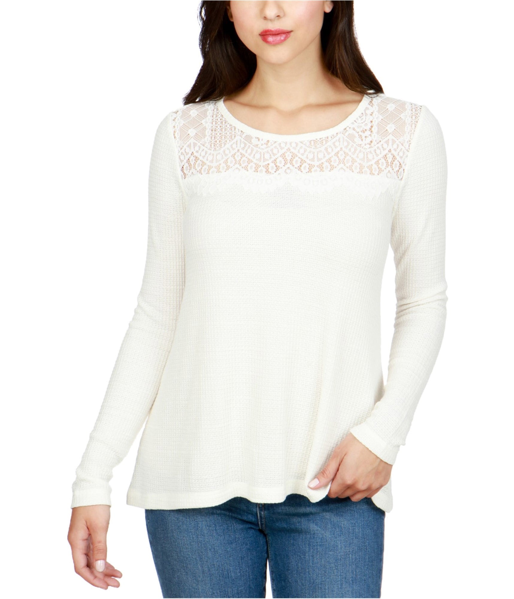 Lucky Brand - Lucky Brand Womens Lace-Trim Thermal Blouse - Walmart.com ...
