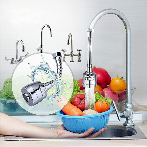 SHAR Embout de robinet, rallonge de robinet de cuisine, ventilateur de  robinet, 17 cm, rallonge de robinet de pulvérisation, rallonge de robinet  rotatif à 360 °, mode mousse et pluie 