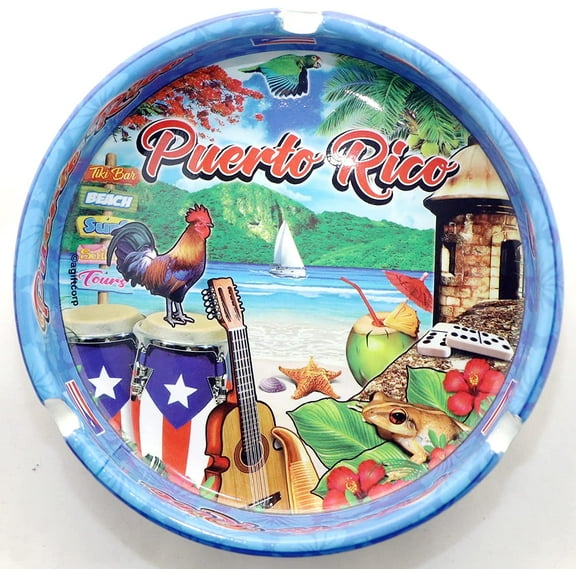 Puerto Rico Scene Full Wrap Porcelain Ashtray 5"