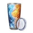 thumbnail image 2 of Goofa Red And Blue Flame Waves for 20 oz Skinny Tumbler Stainless Steel Coffee Mug Slim Vacuum Insulated Travel Cup Car Cup-Straw Three-piece Set, 2 of 8